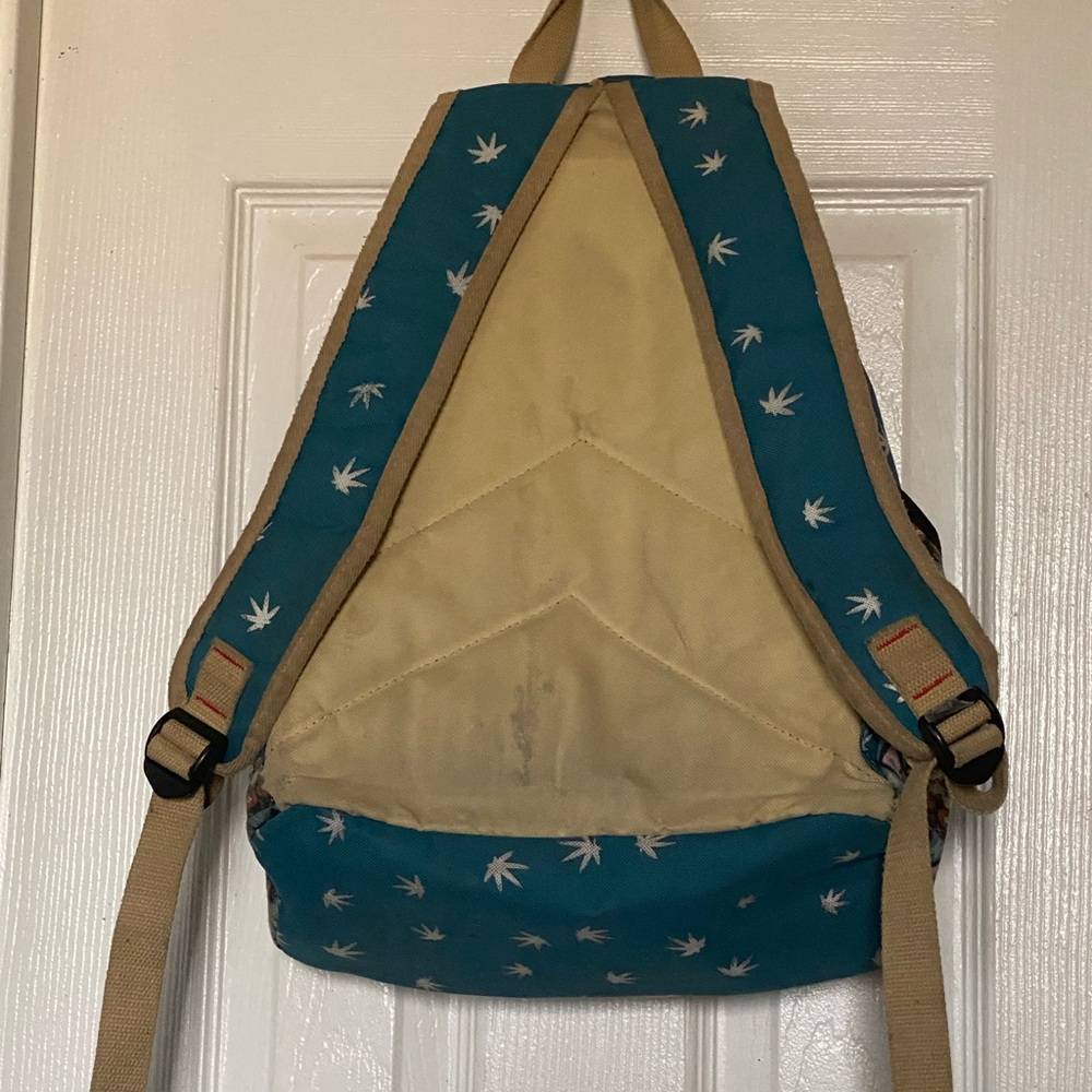 Teal Canvas Backpack With Patterned Front Pocket … - image 2